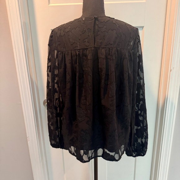 Women's long sleeve blouse, Black, L, EUC, Lace embroidery - Picture 8 of 12